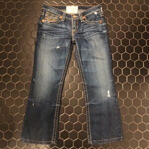 Low rise women’s big star vintage jeans very nice stitching distressing and fade